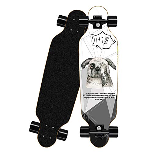 HPH Completar Patineta, 8 Plantas Arce Retro Crucero 31 Pulgadas Profesión Patada Doble Mini Longboard Adecuado para Adolescentes Niño Adulto Principiante,Blanco