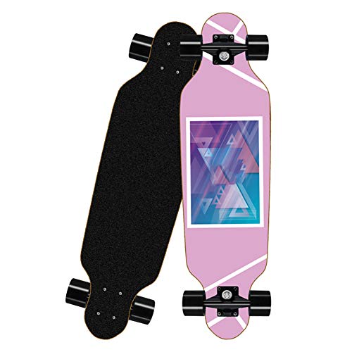 HPH Completar Patineta, 8 Plantas Arce Retro Crucero 31 Pulgadas Profesión Patada Doble Mini Longboard Adecuado para Adolescentes Niño Adulto Principiante,Rosado