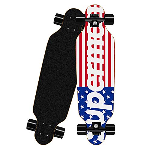 HPH Estándar Patineta, 8 Plantas Arce Cubierta Completar 31 Pulgadas Retro Crucero Profesión Patada Doble Longboar Adecuado para Adolescentes Niño Adulto Principiante,Rojo