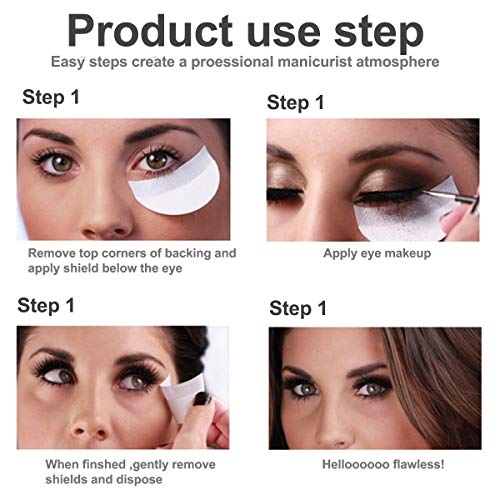HQdeal Almohadillas de Sombra de Ojos, 150 Piezas Desechables No-Tejidos Eye Patch, plantillas maquillaje Para Prevenir las Extensiones de Pestañas, Teñido y Residuos de Maquillaje de Labios