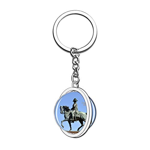 Hqiyaols Keychain España Logrono Cristal Girar Acero Inoxidable Llavero Viajes Ciudad Recuerdo Llavero