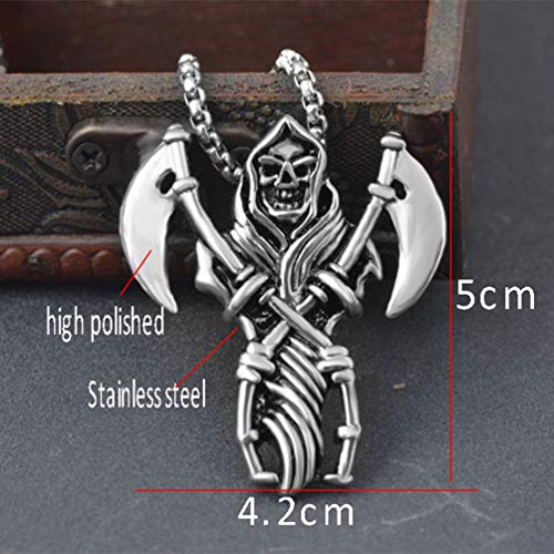 HQLCX Punk Metal de La Vendimia Collar de Acero Inoxidable de La Hoz Cabeza Guadaña de La Muerte Colgante del Collar Pendiente de Los Hombres de Joyería