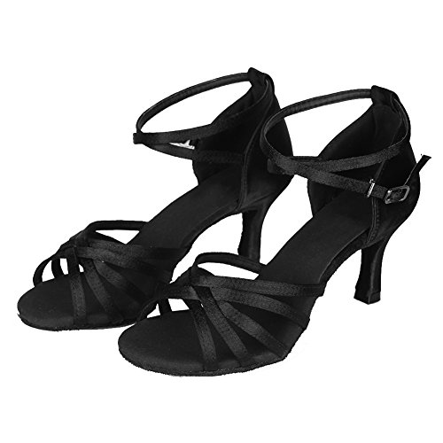 HROYL Zapatos de Baile Latino Mujer Salsa Tango Bachata Vals Zapatos de Baile de Salon,213-Negro-7, EU 38