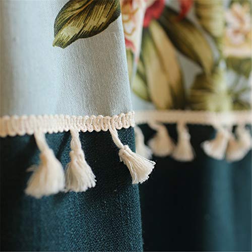 HRYJ Cortinas Europea Empalme Media Cortina para Puerta Cortina de Cocina Media Cortina de Armario Borla de Flores Media Cortina 130x72cm (51x28 Pulgadas)