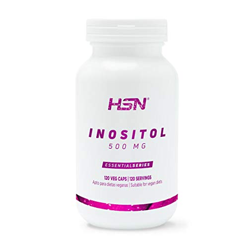 HSN Inositol 500mg | Vitamina B8, 100% Natural, para el SOP (Síndrome Ovario Poliquístico), Uso para el Apoyo Cognitivo | Vegano, Sin Gluten, Sin Lactosa, 120 Cápsulas Vegetales