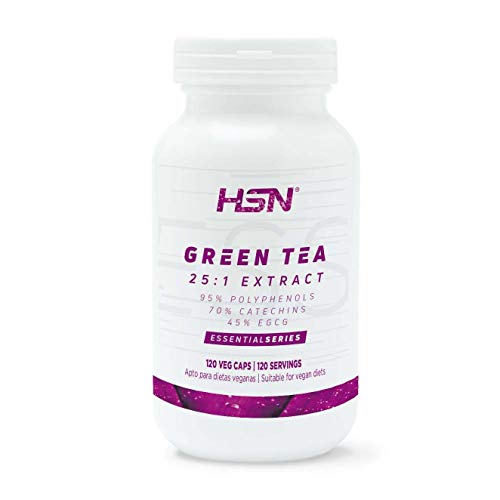 HSN Té Verde Green Tea 500mg | para Perder Peso, Quemagrasas Natural, Potente Termogénico y Diurético, Antioxidante | Vegano, Sin Gluten, Sin Lactosa, 120 Cápsulas Vegetales