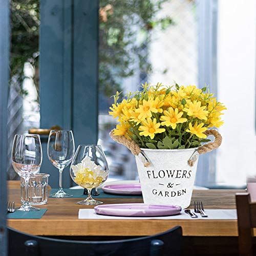 HUAESIN Flores Artificiales Macetas con Margaritas Artificiales Pequeñas Planta Artificial Macetero Flor Amarilla Artificial Margarita de Seda para Baño Hogar Terraza Oficina Fiesta Arreglos Otoño