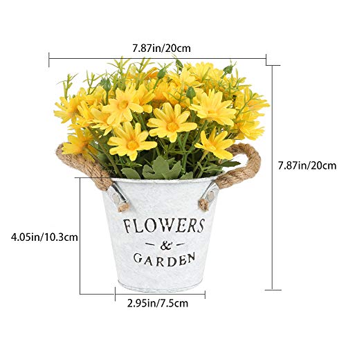 HUAESIN Flores Artificiales Macetas con Margaritas Artificiales Pequeñas Planta Artificial Macetero Flor Amarilla Artificial Margarita de Seda para Baño Hogar Terraza Oficina Fiesta Arreglos Otoño