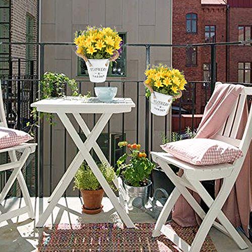 HUAESIN Flores Artificiales Macetas con Margaritas Artificiales Pequeñas Planta Artificial Macetero Flor Amarilla Artificial Margarita de Seda para Baño Hogar Terraza Oficina Fiesta Arreglos Otoño
