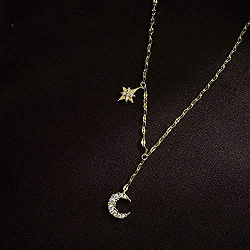 huangxuanchen co.,ltd Collar Collar De Estrella Y Luna Temperamento De Cadena De Clavícula Simple Femenina