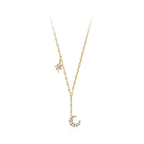 huangxuanchen co.,ltd Collar Collar De Estrella Y Luna Temperamento De Cadena De Clavícula Simple Femenina