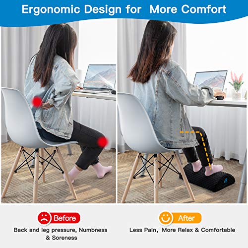 HUANUO Reposapiés Ergonómico para el Bajo del Escritorio con 2 Cubiertas Opcionales, Herramienta Antideslizante de Pie para Oficina, Hogar y Viaje, 45,72 x 29,21 x 11,43 cm