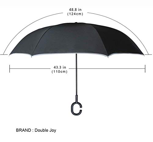 huatongxin Double Layer Rain Ourdoor Car with C Handle Paraguas invertido Beautiful Lake Fores Blue Sky