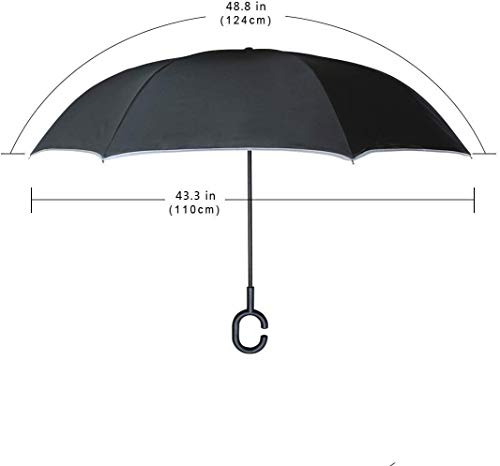 huatongxin Double Layer Rain Ourdoor Car with C Handle Paraguas invertido Beautiful Lake Fores Blue Sky