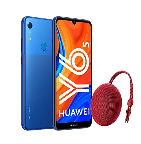 Huawei Y6s - Smartphone de 6.09" (RAM de 3 GB, Memoria de 32 GB, Cámara trasera de 13MP, Cámara frontal de 8MP, EMUI 9) Azul + Portable Bluetooth Speaker CM51 Rojo