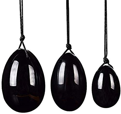 Huevo de piedra de jade natural Huevos de Yoni 3 piezas Huevos de jade perforados + 1 pieza Varilla de masaje para Kegel Ejercicio Piedras de masaje para que las mujeres entrenen los músculos