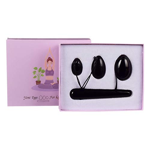 Huevo de piedra de jade natural Huevos de Yoni 3 piezas Huevos de jade perforados + 1 pieza Varilla de masaje para Kegel Ejercicio Piedras de masaje para que las mujeres entrenen los músculos