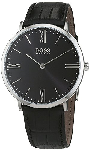 Hugo BOSS 1513369 - Reloj analogico para hombre con mecanismo de cuarzo, de acero inoxidable con correa de piel, negro