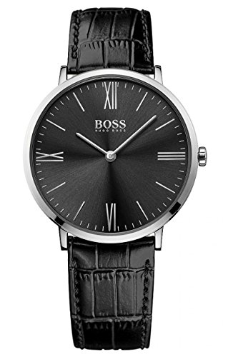 Hugo BOSS 1513369 - Reloj analogico para hombre con mecanismo de cuarzo, de acero inoxidable con correa de piel, negro