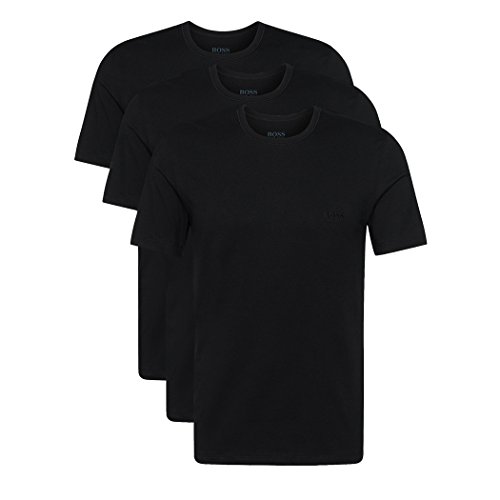 Hugo Boss - Juego de 3 camisetas (cuello redondo, manga corta, corte regular), color blanco o negro 3 X Schwarz Large