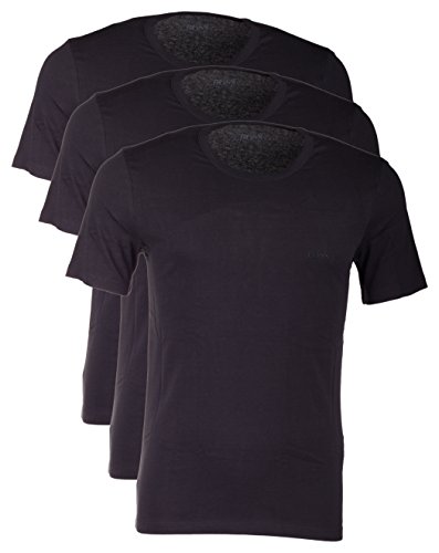 Hugo Boss - Juego de 3 camisetas (cuello redondo, manga corta, corte regular), color blanco o negro 3 X Schwarz X-Large
