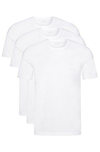 Hugo Boss - Juego de 3 camisetas (cuello redondo, manga corta, corte regular), color blanco o negro 3 x weiss large