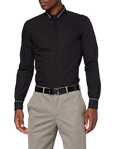 HUGO Emmet 50436117 Camisa, Black (1), 40 para Hombre