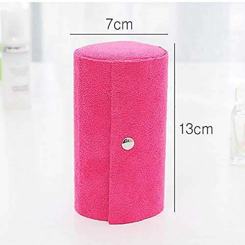 HUI JIN - Joyero con forma de cilindro y 3 capas, organizador de joyas enrollable con cierre a presión, color rosa