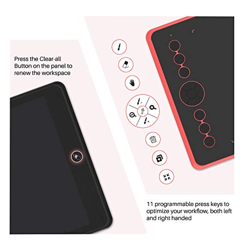 HUION Inspiroy Ink H320M (Negro) Tableta de Dibujo gráfico Lápiz de Escritura LCD de Doble Uso Tableta ± 60 ° Tilt Pen sin batería 11 Teclas de Acceso rápido para Android 6.0 Windows y Mac OS