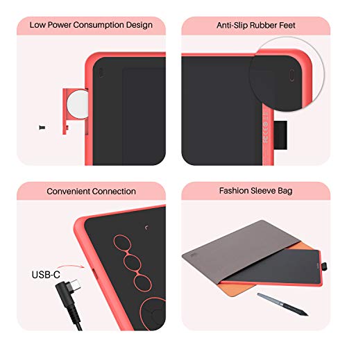 HUION Inspiroy Ink H320M (Negro) Tableta de Dibujo gráfico Lápiz de Escritura LCD de Doble Uso Tableta ± 60 ° Tilt Pen sin batería 11 Teclas de Acceso rápido para Android 6.0 Windows y Mac OS