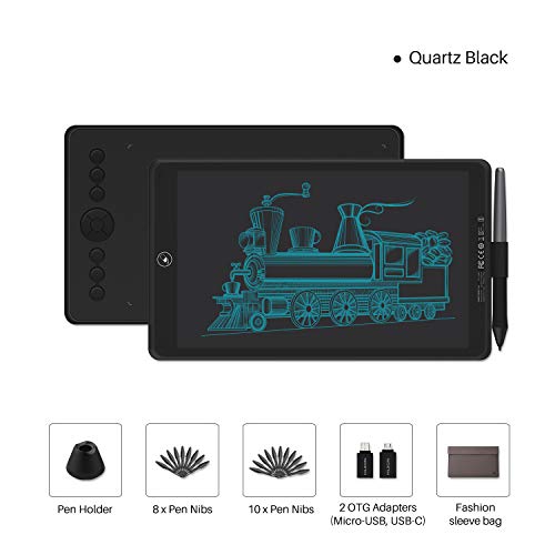 HUION Inspiroy Ink H320M (Negro) Tableta de Dibujo gráfico Lápiz de Escritura LCD de Doble Uso Tableta ± 60 ° Tilt Pen sin batería 11 Teclas de Acceso rápido para Android 6.0 Windows y Mac OS