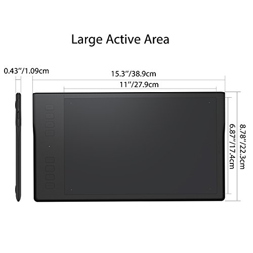 HUION Inspiroy Q11K Tableta Gráfica, Tableta Gráfica de Dibujo Inalámbrica con Gran Espacio de Trabajo de 11 x 6,875 Pulgadas, 8 Teclas Express, Presión del lápiz 8192, Compatible con Windows y macOS