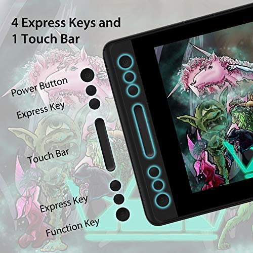 HUION KAMVAS Pro 12 Tableta Gráfica con Pantalla, Monitor de Dibujo Gráfico de 11,6 Pulgadas, Pantalla de Vidrio Antideslumbrante, 120% sRGB, Inclinación de ± 60 °, 4 Teclas Express, 1 Barra Táctil