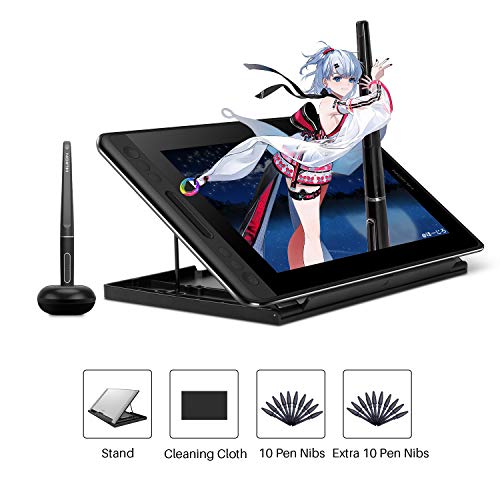 HUION KAMVAS Pro 12 Tableta Gráfica con Pantalla, Monitor de Dibujo Gráfico de 11,6 Pulgadas, Pantalla de Vidrio Antideslumbrante, 120% sRGB, Inclinación de ± 60 °, 4 Teclas Express, 1 Barra Táctil