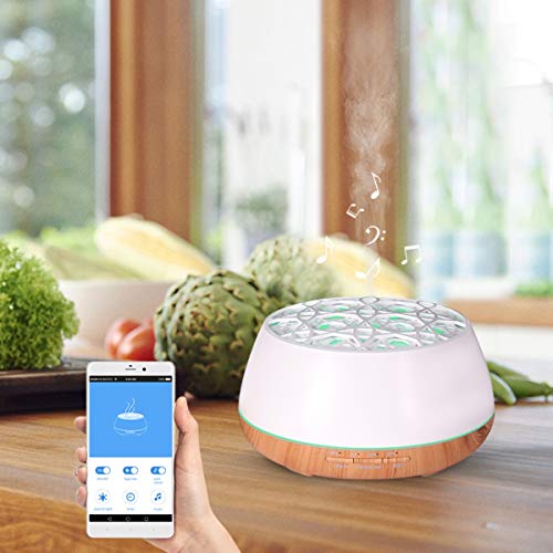 Humidificador Aromaterapia Ultrasónico 400mL, Difusor de Aceites Esenciales con Altavoces Bluetooth, Operación Silenciosa, 10 Horas, Aroma Constante, para Aromaterapia en el Hogar,Oficina,Spa, Yoga,