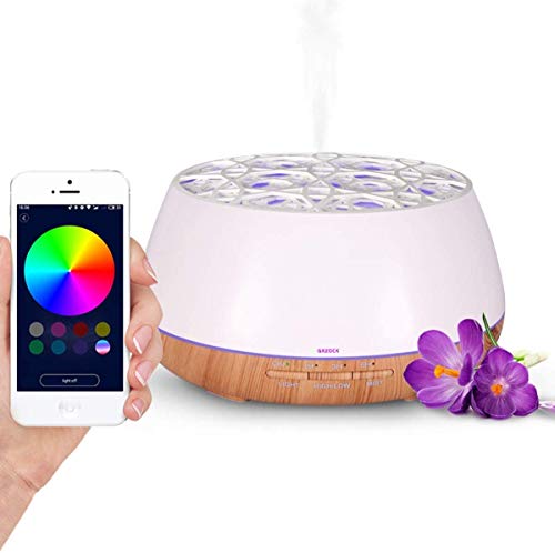 Humidificador Aromaterapia Ultrasónico 400mL, Difusor de Aceites Esenciales con Altavoces Bluetooth, Operación Silenciosa, 10 Horas, Aroma Constante, para Aromaterapia en el Hogar,Oficina,Spa, Yoga,