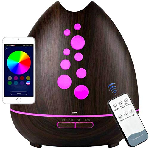Humidificador Ultrasónico 400ml con Altavoces Bluetooth, Difusor de Aromas Humidificador, lleva mando a distancia Difusor de Aceites Esenciales, con LED de 7 colores de para Oficina, Spa, Bebé