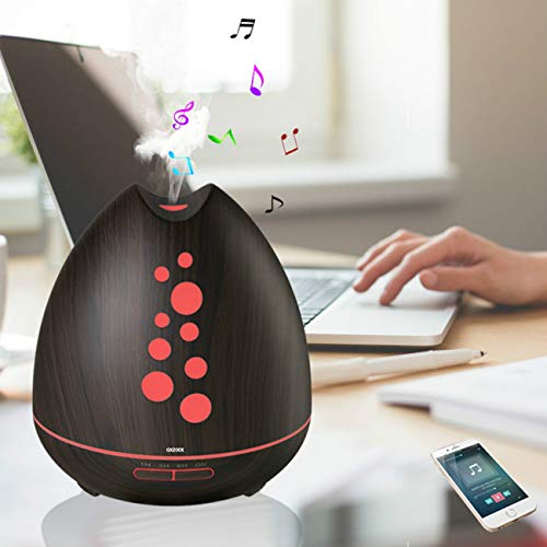 Humidificador Ultrasónico 400ml con Altavoces Bluetooth, Difusor de Aromas Humidificador, lleva mando a distancia Difusor de Aceites Esenciales, con LED de 7 colores de para Oficina, Spa, Bebé