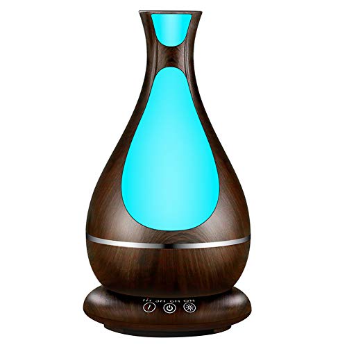 Humidificador Ultrasónico, 400ml Difusor de Aromaterapia, Difusor de Aceites Esenciales, Vaporizador,Temporizador,Purificador de Aire con LED de 7 Colores de Para Luminoterapia en el Hogar,Spa (Dark)