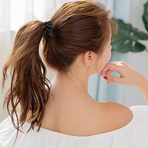 Huryfox 9 Piezas Gomas del Pelo, Espiral Elásticas Cabello Accesorios, Traceless Anillo Elástico Para el Cabello, Cable Telefónico Venda para mujer (Negro degradado)