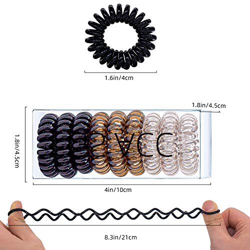 Huryfox 9 Piezas Gomas del Pelo, Espiral Elásticas Cabello Accesorios, Traceless Anillo Elástico Para el Cabello, Cable Telefónico Venda para mujer (Negro degradado)
