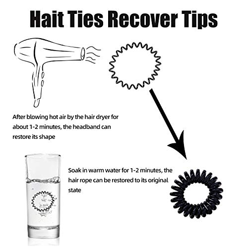 Huryfox 9 Piezas Gomas del Pelo, Espiral Elásticas Cabello Accesorios, Traceless Anillo Elástico Para el Cabello, Cable Telefónico Venda para mujer (Negro degradado)