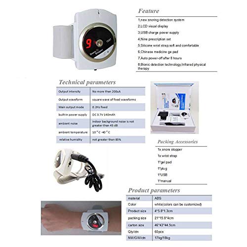 HUWAI-F Stop Ronquidos Wristband, Dejar de Roncar, Biosensor Rayo Infrarrojo Detecta Dispositivo, Mejora el sueño - Tratamiento Stop Snore Devic