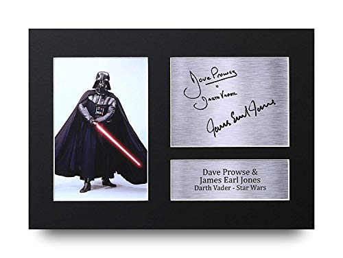 HWC Trading Star Wars Darth Vader A4 Sin Marco Regalo De Visualización De Fotos De Impresión De Imagen Impresa Autógrafo Firmado por Dave Prowse & James Earl Jones Los Aficionados Al Cine