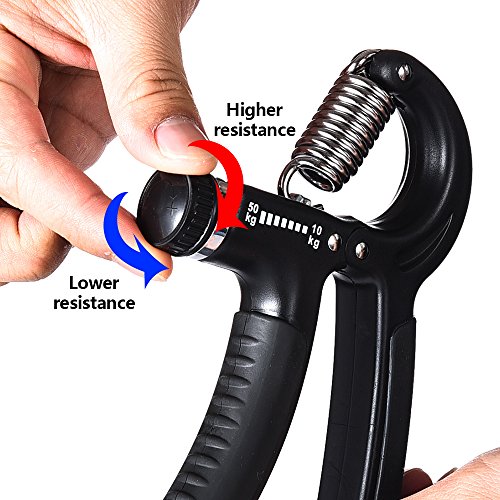 HWeggo Hand Gripper, ejercitador de antebrazo Puede Aumentar la Fuerza de Músculo de Dedos Entrenamiento de antebrazos, Resistencia Ajustable 10-50 kg