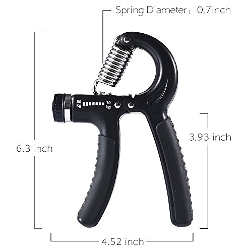 HWeggo Hand Gripper, ejercitador de antebrazo Puede Aumentar la Fuerza de Músculo de Dedos Entrenamiento de antebrazos, Resistencia Ajustable 10-50 kg