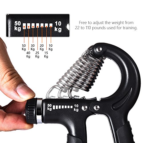 HWeggo Hand Gripper, ejercitador de antebrazo Puede Aumentar la Fuerza de Músculo de Dedos Entrenamiento de antebrazos, Resistencia Ajustable 10-50 kg
