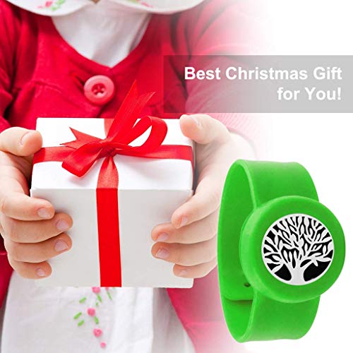 HXCSSK2 Pulsera de Aceite Esencial Pulsera árbol de la Vida palmada del silicón Pulseras Pulseras del Partido con 10 Lavables Insertar Pad for el Favor de Niñas y Niños del Partido (Color : I)