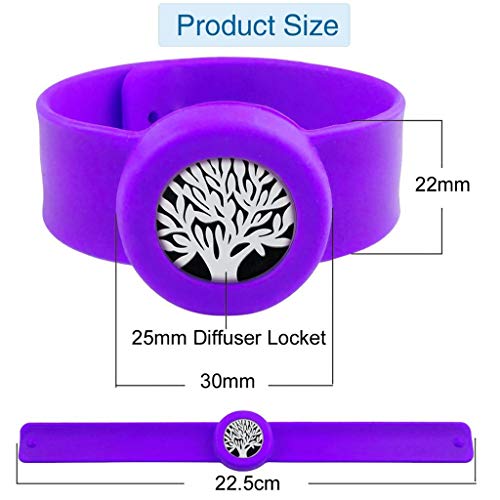 HXCSSK2 Pulsera de Aceite Esencial Pulsera árbol de la Vida palmada del silicón Pulseras Pulseras del Partido con 10 Lavables Insertar Pad for el Favor de Niñas y Niños del Partido (Color : I)