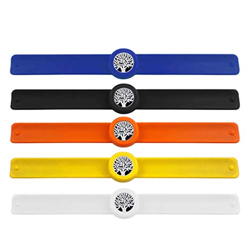 HXCSSK2 Pulsera de Aceite Esencial Pulsera árbol de la Vida palmada del silicón Pulseras Pulseras del Partido con 10 Lavables Insertar Pad for el Favor de Niñas y Niños del Partido (Color : I)